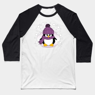Christmas Penguin with Hat and Scarf Baseball T-Shirt